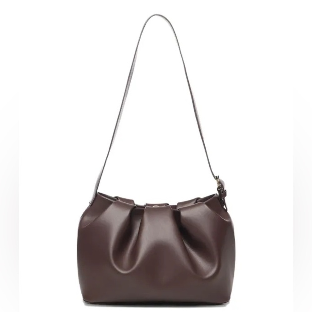 Themoirè Lara Pleated Adjustable Shoulder Bag Ebony Made in Italy, like new - Picture 1 of 8